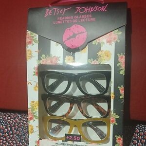 Betsey Johnson Black and Gold Reading Glasses Trio